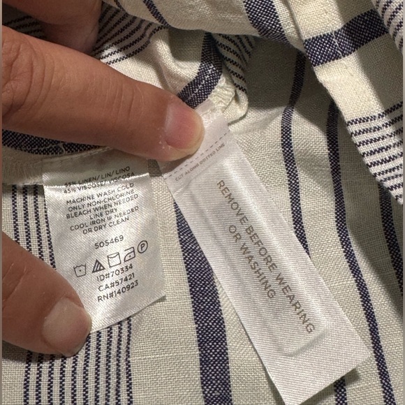 NWT LOFT Navy and White Striped Linen Dress Womens Size 8 - Picture 9 of 10